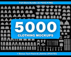 5000 Clothing Mockups Mega Bundle | Vector Templates, Free Tech Pack & Procreate Brushes