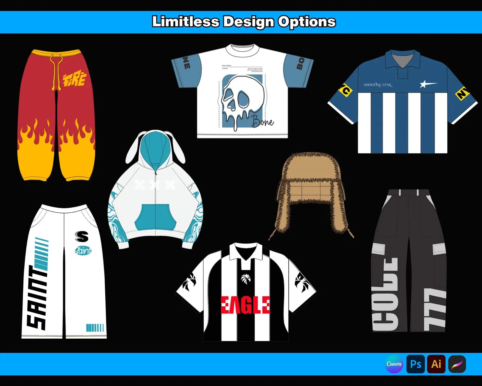 5000 Clothing Mockups Mega Bundle | Vector Templates, Free Tech Pack & Procreate Brushes