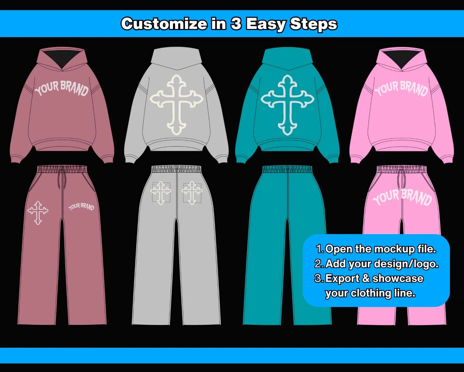 5000 Clothing Mockups Mega Bundle | Vector Templates, Free Tech Pack & Procreate Brushes