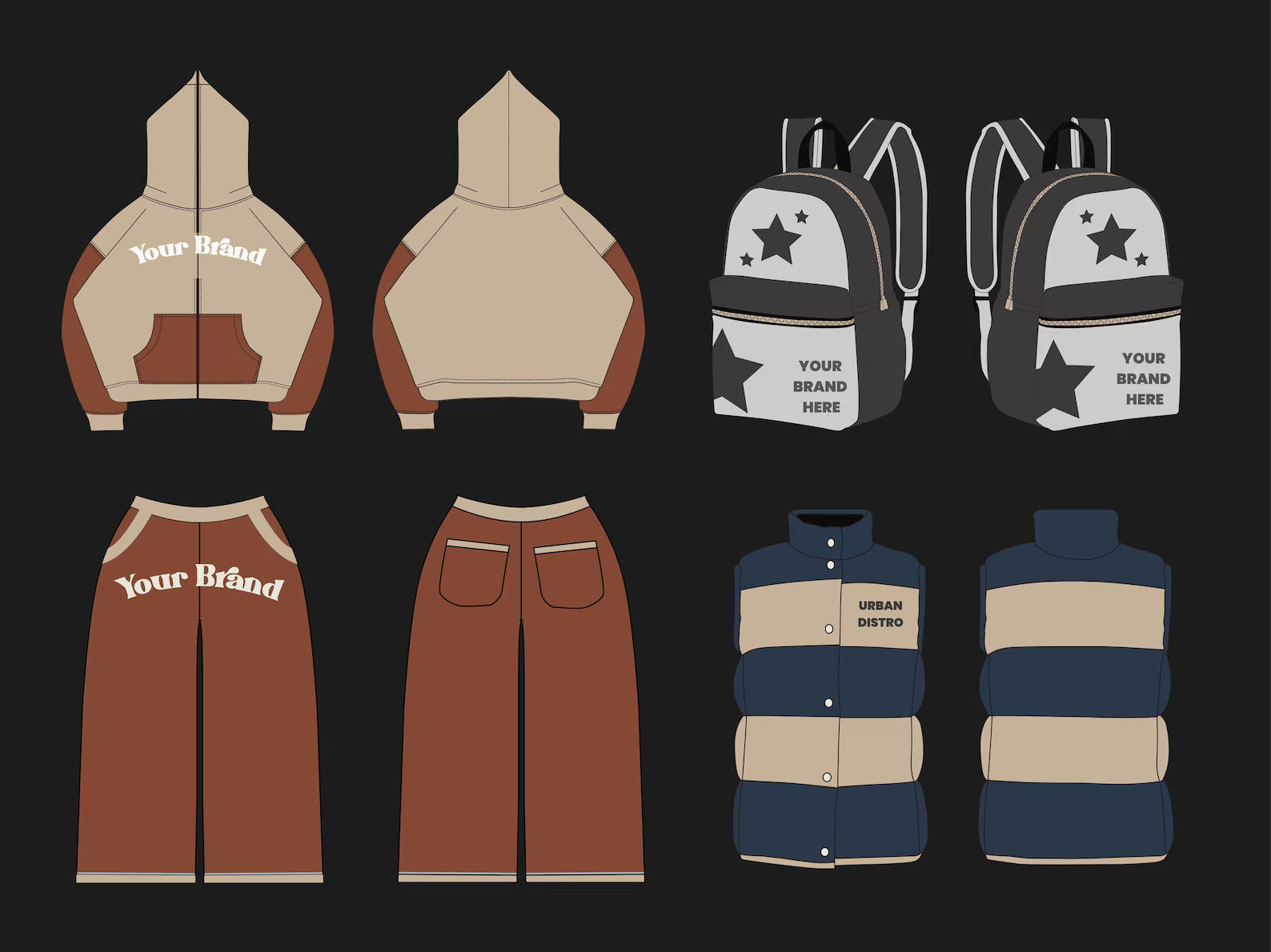 💣🕸️🦇5500+ Streetwear Clothing Mockups & Tech Pack Vector Templates Bundle | Fashion Brand Design | Illustrator Photoshop Procreate AI PNG SVG 🪄