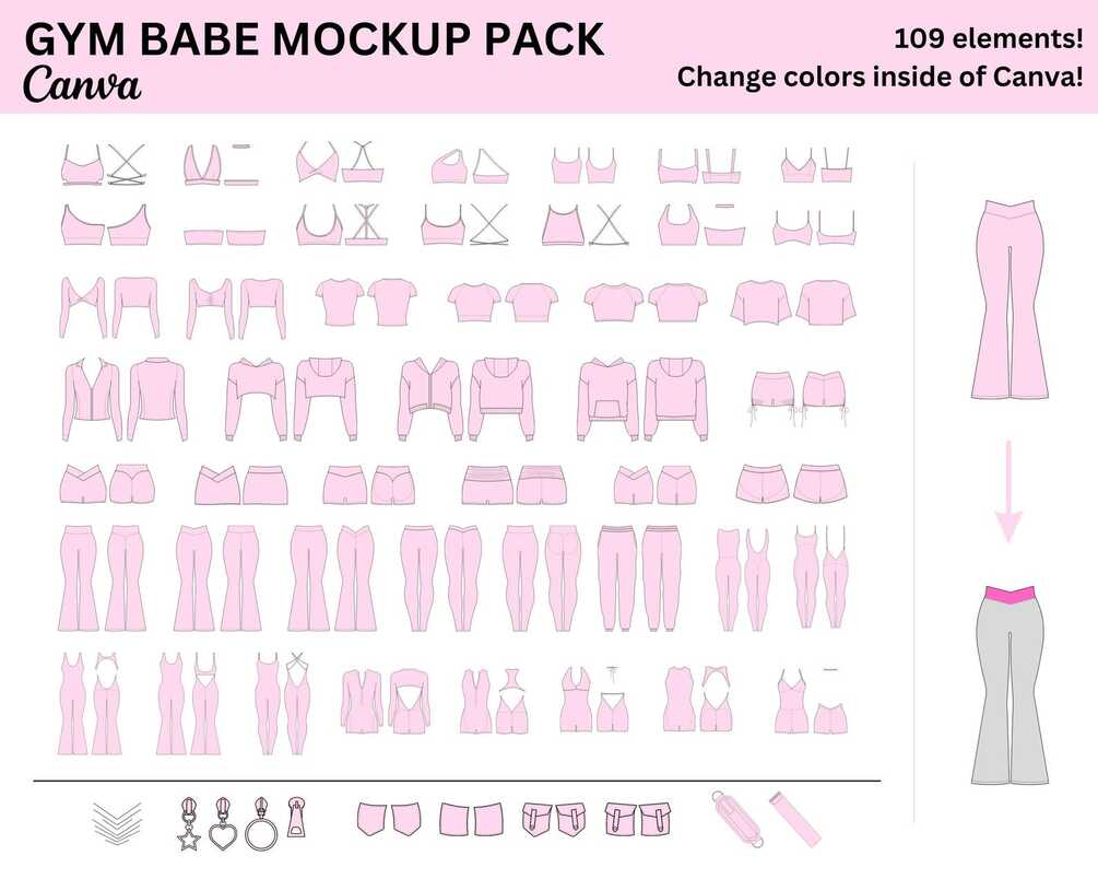 Gym Babe Canva Mockup Pack | Women's Clothing Mockup Pack For Canva